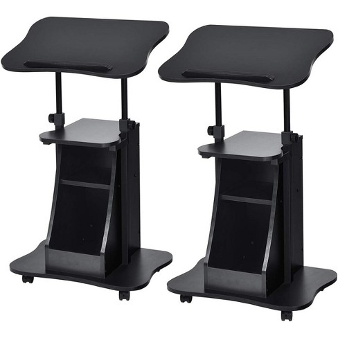 Tangkula Set of 2 Mobile Laptop Podium Height Adjustable Podium Stand Standing Desk Rolling Desk Laptop Cart with Swivel Top & Movable Wheels - image 1 of 4