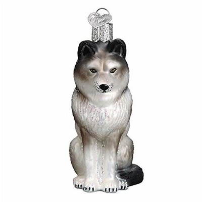Old World Christmas Glass Blown Ornament for Christmas Tree, Sitting Wolf