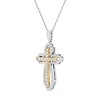 GILDED 1/2 or 1/4 Ctw Lab Grown Diamond Cross Pendant Necklace in 925 Sterling Silver or 14KT Yellow Gold Plated | Gothic & Christian, 18" Chain - 2 of 4