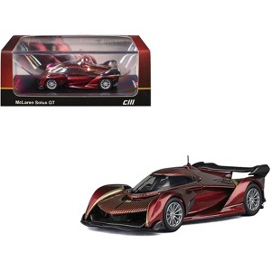 McLaren Solus GT Wine Red Metallic with Gold Stripes 1/64 Diecast Model Car by CM Model - 1 of 4