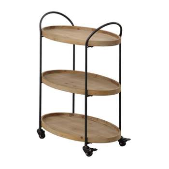 23" Wood Bar Cart with Storage Brown - The Urban Port
