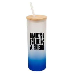 Elanze Designs Thank You For Being A Friend Wrap-Around Design 25 Ounce Frosted Gradient Glass On-The-Go Coffee Travel Skinny Tumbler Mug Cup, Bamboo - 1 of 1