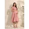 Summer Maternity Dress Ruffle Tiered Dress Smocked Shirred Midi Dress with Mini Cap Sleeve Round Neck Flowy Dress for Baby Shower Photography - 4 of 4