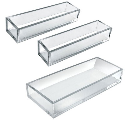 Deluxe Clear Acrylic 3-Piece Tray Set for Countertop Organization