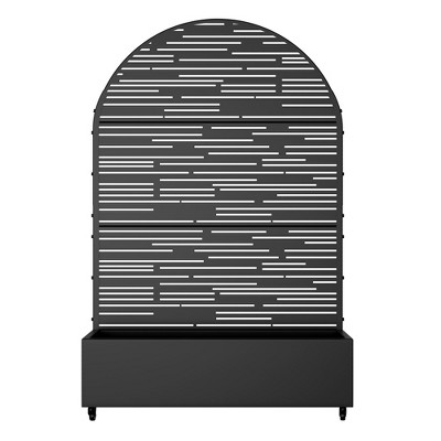 PexFix 72" x 47" Tall Wrought Iron Garden Arched Trellis with Planter Box Black Outdoor Plant Support for Climbing Flowers Vines Patio Yard Decor