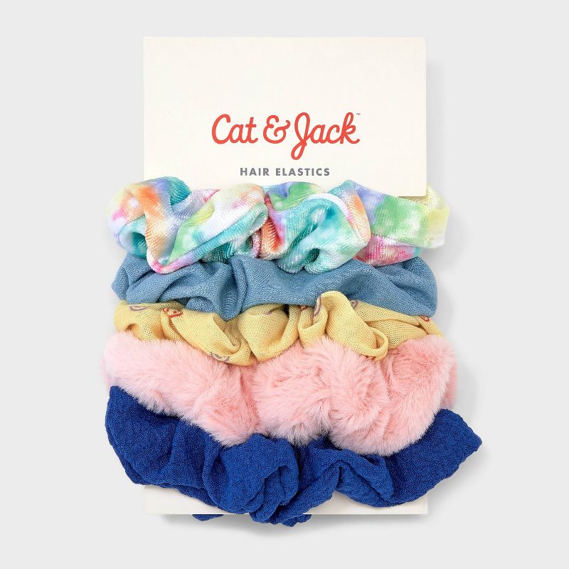 Girls&#39; 5pk Hair Twisters with Fur and Smileys - Cat &#38; Jack&#8482;, 3 of 5