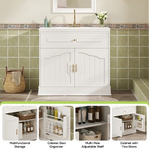 Modern Farmhouse Bathroom Vanity, 36" Single Sink Bathroom Vanity with Storage Cabinet, Adjustable Shelf - 1 of 4