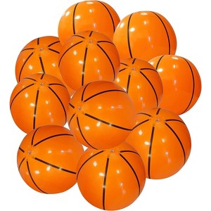4E's Novelty 20" Inflatable Basketballs – 12 Pack for Pool Games & Basketball Party Decorations - 1 of 4