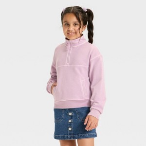 Girls' French Terry Quarter Zip Pullover Sweatshirt - Cat & Jack™ - 1 of 3