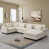 128" 6-Seat U-Shaped Chenille Sectional Sofa with Oversized Ottoman, Hidden Armrest Storage, Cup Holders & USB Charging Ports - 4 of 4