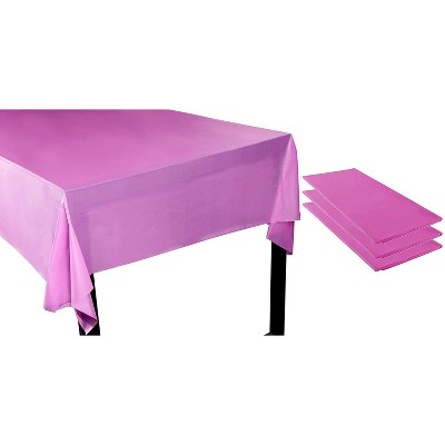 Juvale 3-Pack Fuchsia Pink Disposable Plastic Tablecloth Table Cover Party Supplies, 4.5x9 Feet