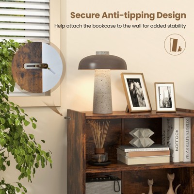 Rustic Brown 3-Tier Adjustable Wood Bookcase