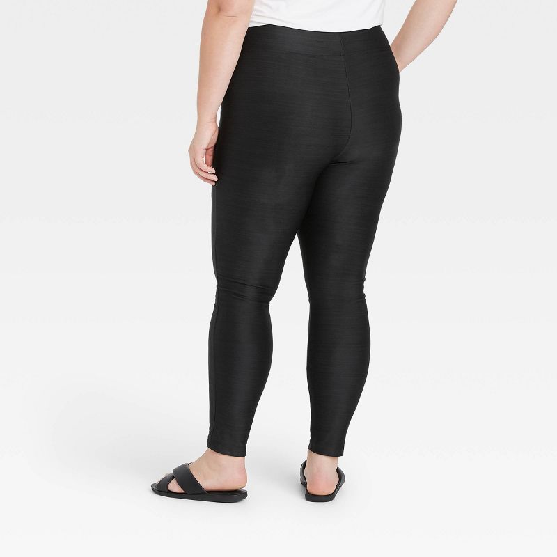 Women's Drawstring High Waisted Lounge Leggings with Pockets - A New Day™ Black, 2 of 3