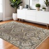 Ivory Gray And Brown Wool Geometric Hand Knotted Area Rug With Fringe - 2 of 4