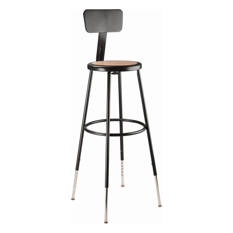 Set of 2 32&#34;-39&#34; Height Adjustable Heavy Duty Steel Accent Barstools with Backrest Black - Hampden Furnishings, 2 of 11