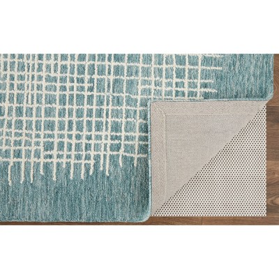 Teal and Ivory Hand-Tufted Wool Rectangular Area Rug 8' x 10'