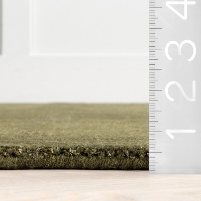 Verdant Green Rectangular Wool-Viscose Flatweave Area Rug 8' x 10'