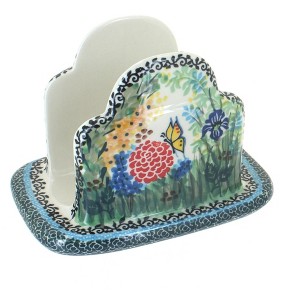 Blue Rose Polish Pottery 487 Ceramika Artystyczna Napkin Holder - 1 of 1