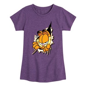 Girls' - Garfield - Peeking Out Fitted Short Sleeve Graphic T-Shirt - 1 of 4