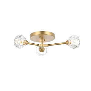 Elegant Lighting Zayne 3 - Light Flush Mount in  Gold - 1 of 4
