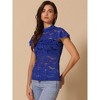 INSPIRE CHIC Women's Elegant Floral Lace Short Sleeve Keyhole Back Semi-Sheer Top - 2 of 4
