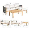 Costway 3PCS Patio Acacia Wood Sofa Furniture Set Thick Cushion W/Nylon Rope Armrest - 3 of 4