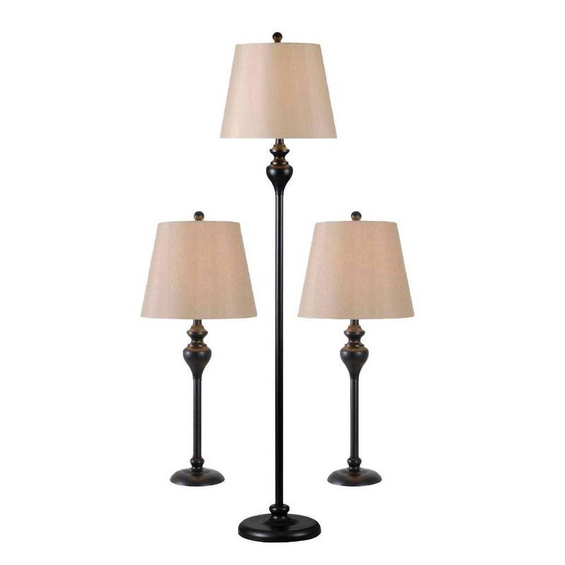 (Set of 3) 2 Table Lamps and 1 Floor Lamp Charlotte/Oil Rubbed Bronze - Kenroy Home, 1 of 18
