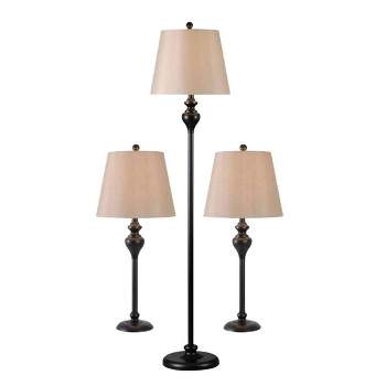 (Set of 3) 2 Table Lamps and 1 Floor Lamp Charlotte/Oil Rubbed Bronze - Kenroy Home