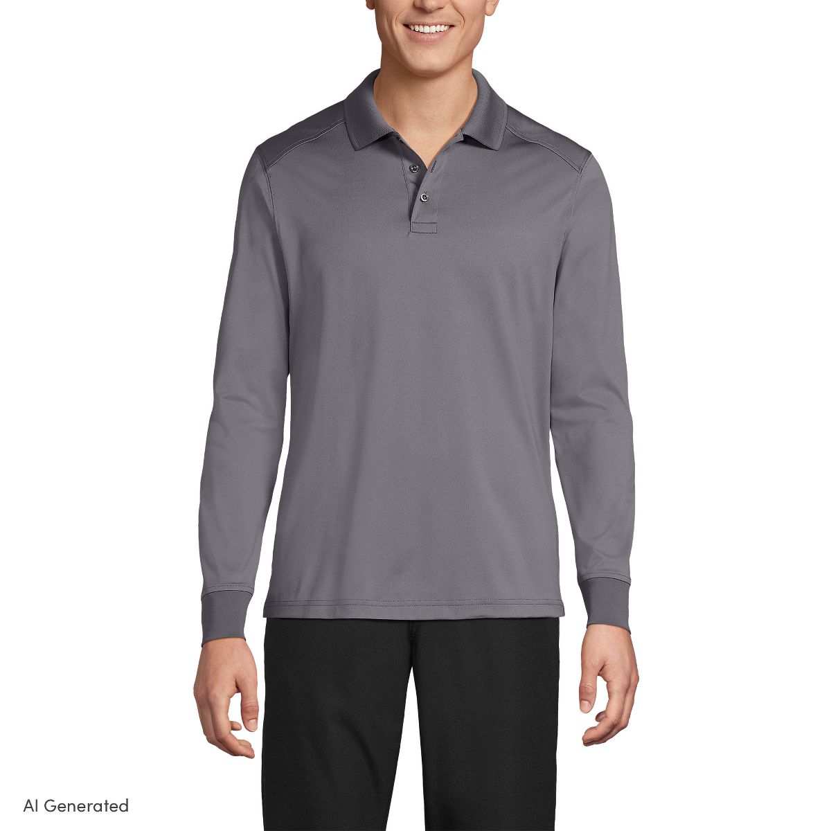 Lands' End School Uniform Men's Long Sleeve Rapid Dry Polo Shirt