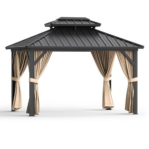 Outdoor Patio Gazebo - Aluminum Alloy + Iron Plate, Aluminum Double Roof Eaves, 10x12FT - 1 of 4