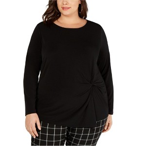 I.N.C International Concepts Womens Twist Pullover Blouse, Black, 3X - 1 of 1