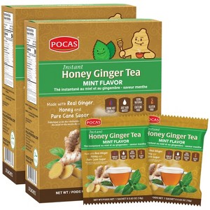Pocas Honey Ginger Tea—Instant Powder Packets with Mint & Ginger Honey Crystals Tea, Non-GMO/Gluten Free/Caffeine Free Tea, 20 Count (Pack of 2) - 1 of 4