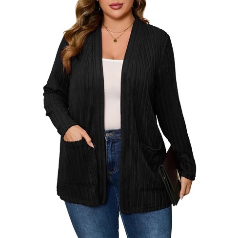 Womens Plus Size Open Front Cardigan Lightweight Long Sleeve Sweaters Tops 2024 Fall Coat Outerwear With Pockets Black 4xl Target