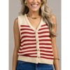 Coolmee Women's Striped Button Down Sweater Vest Casual V Neck Sleeveless Knitted Tank Tops - 4 of 4