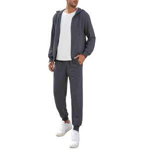 Men's Tracksuits 2 Piece Hooded Athletic Sweatsuit Zip Jogging Sportsuits - 1 of 4