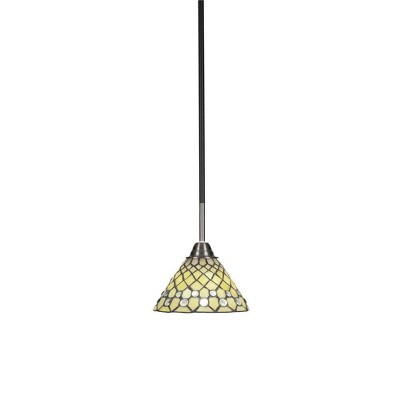 Toltec Lighting Paramount 1 - Light Pendant in  Matte Black/Brushed Nickel with 7" Starlight Art Glass Shade