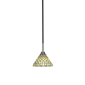 Toltec Lighting Paramount 1 - Light Pendant in  Matte Black/Brushed Nickel with 7" Starlight Art Glass Shade - 1 of 1
