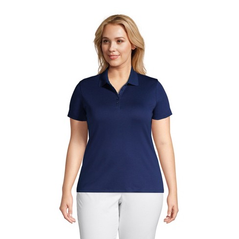 Lands' End Women's Plus Size Supima Cotton Short Sleeve Polo Shirt - 3X -  Deep Sea Navy