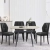 Bekrvio Mid Century Modern Dining Chairs, Upholstered Leather Armless Chairs with Checkered Pattern Back, for Kitchen & Dining Room - 3 of 4