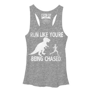 Women's CHIN UP Dinosaur Run Racerback Tank Top - 1 of 3
