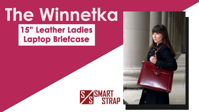 McKlein Winnetka 1  Leather Ladies&#39; Laptop Handbag - Red, 2 of 7, play video