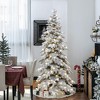 LuxenHome 6Ft Flocked Artificial Christmas Tree with Adjustable Lights Green - 3 of 4