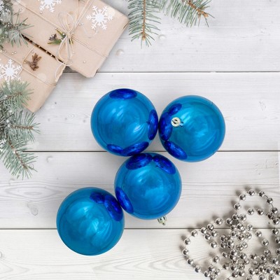 Lavish Blue Shatterproof Plastic Christmas Ball Ornament Set, 4"
