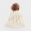 Canada Weather Gear Women's Cable Knit Beanie with Thermal Plush Lining and Faux Fur Pom - image 2 of 4