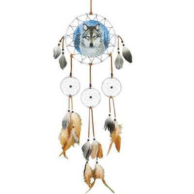 Collections Etc Majestic Snow Wolf 3-Foot Hanging Dreamcatcher