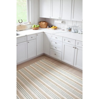 Gray and Beige Striped Wool Cotton 4' x 6' Rug