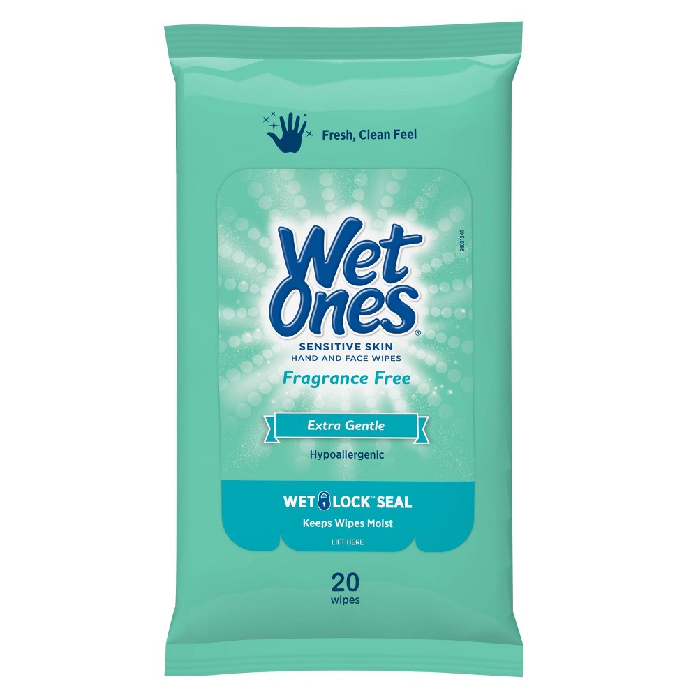 Wet Ones Sensitive Skin Hand and Face Wipes Travel Pack - Unscented - 20ct