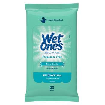 Wet Ones Sensitive Skin Hand and Face Wipes Travel Pack - Fragrance Free - 20ct