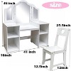 Princess Makeup Vanity Set for Girls - Tri-Fold Mirror, Storage Shelves & Chair, Wooden Dressing Table for Toddler Pretend Play - 4 of 4