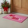 HomeRoots 17" X 29" Pink Red And White Christmas Outdoor Coir Door Mat - 2 of 4